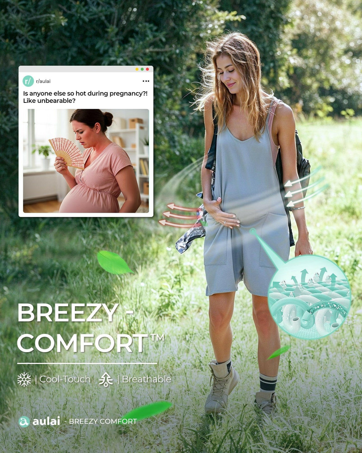 aulai® Romper with Breezy - Comfort™ Designed for Pregnant Women & Those Seeking a Loose Fit - aulai® official