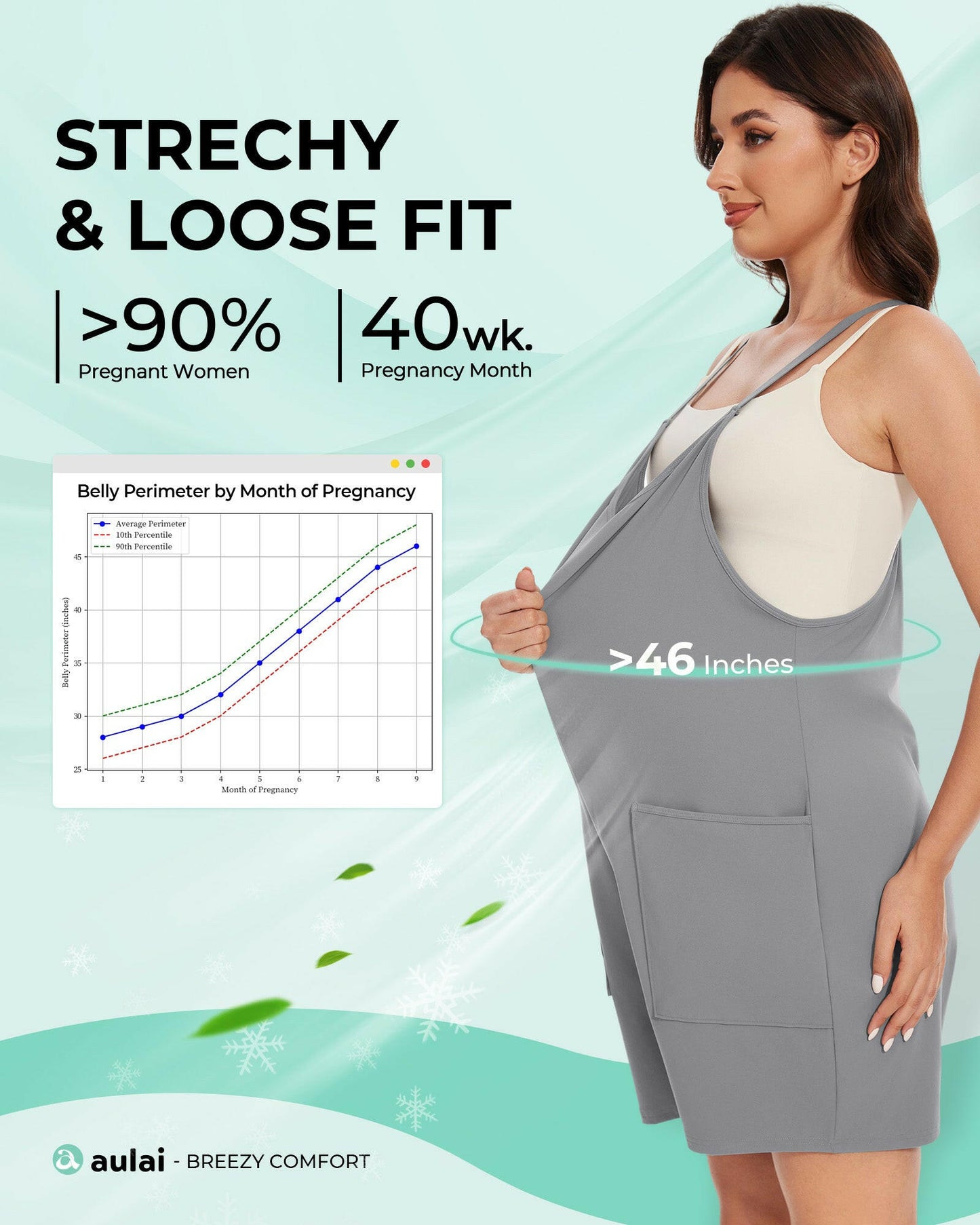 aulai® Romper with Breezy - Comfort™ Designed for Pregnant Women & Those Seeking a Loose Fit - aulai® official